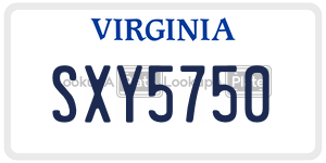 SXY5750  license plate in VA