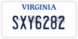 SXY6282  license plate in VA