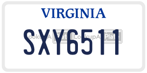 SXY6511  license plate in VA