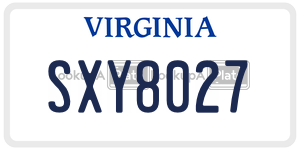SXY8027  license plate in VA