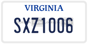 SXZ1006  license plate in VA