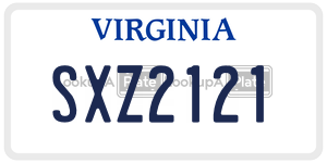 SXZ2121  license plate in VA