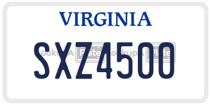 SXZ4500  license plate in VA