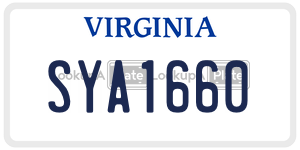 SYA1660  license plate in VA