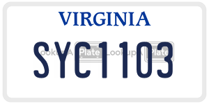 SYC1103  license plate in VA