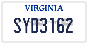 SYD3162  license plate in VA