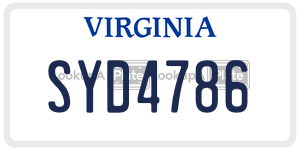 SYD4786  license plate in VA