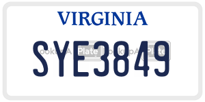 SYE3849  license plate in VA