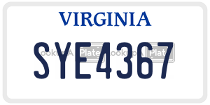 SYE4367  license plate in VA