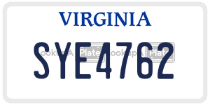 SYE4762  license plate in VA