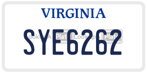 SYE6262  license plate in VA