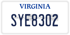 SYE8302  license plate in VA