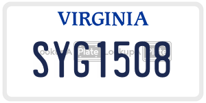 SYG1508  license plate in VA