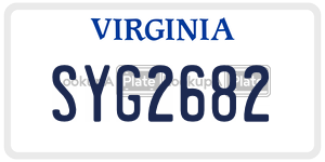 SYG2682  license plate in VA