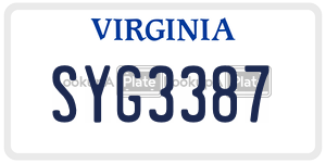 SYG3387  license plate in VA