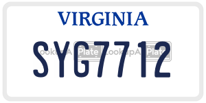 SYG7712  license plate in VA