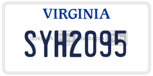 SYH2095  license plate in VA