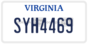 SYH4469  license plate in VA
