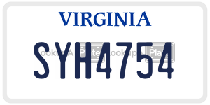 SYH4754  license plate in VA
