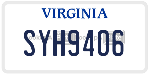 SYH9406  license plate in VA