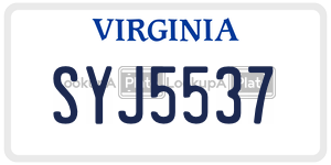 SYJ5537  license plate in VA
