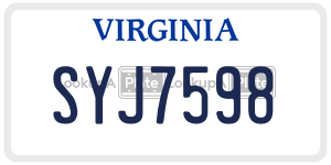 SYJ7598  license plate in VA