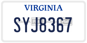 SYJ8367  license plate in VA