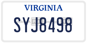 SYJ8498  license plate in VA