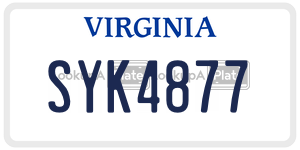 SYK4877  license plate in VA