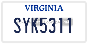 SYK5311  license plate in VA
