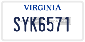 SYK6571  license plate in VA
