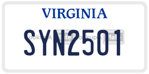 SYN2501  license plate in VA