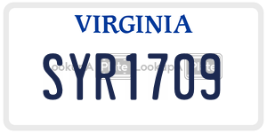 SYR1709  license plate in VA