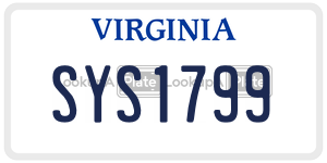 SYS1799  license plate in VA