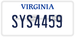 SYS4459  license plate in VA