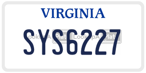 SYS6227  license plate in VA