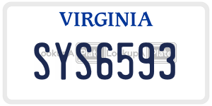SYS6593  license plate in VA