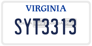 SYT3313  license plate in VA
