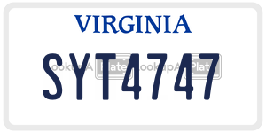 SYT4747  license plate in VA
