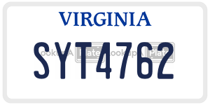 SYT4762  license plate in VA
