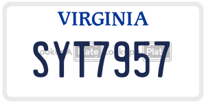 SYT7957  license plate in VA