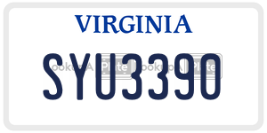 SYU3390  license plate in VA