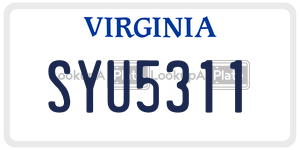 SYU5311  license plate in VA