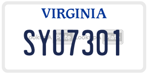 SYU7301  license plate in VA