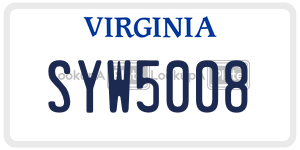 SYW5008  license plate in VA