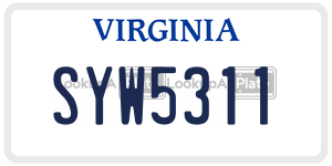 SYW5311  license plate in VA