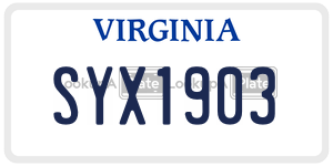 SYX1903  license plate in VA
