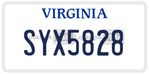 SYX5828  license plate in VA