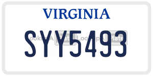 SYY5493  license plate in VA