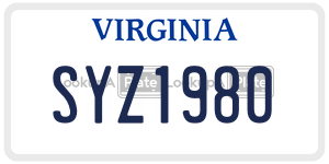 SYZ1980  license plate in VA
